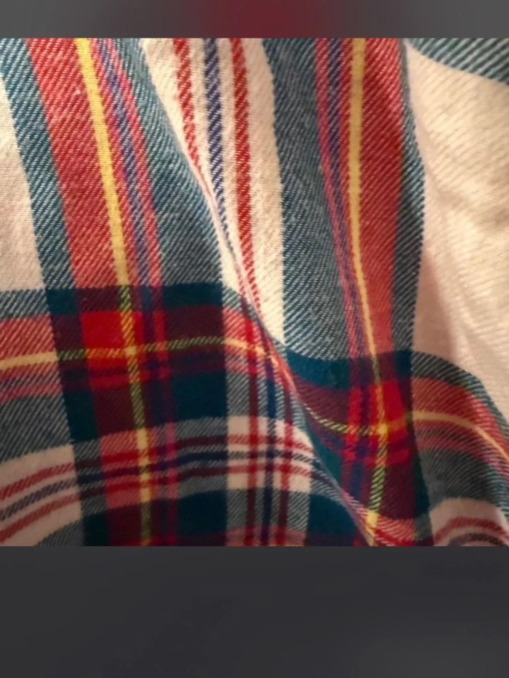 VTG Style Old Navy Plaid Flannel & Red Ribbed Top Set size XS
